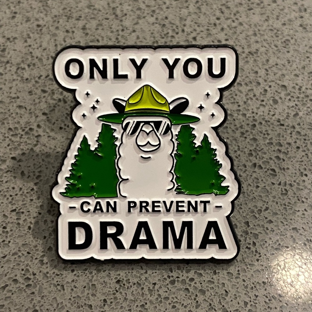 Llama Enamel Pin with Green Trees